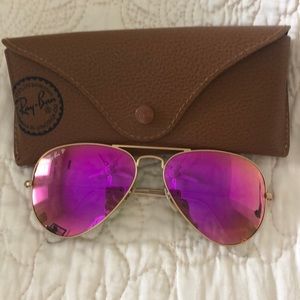 NEW! Pink aviator flash lenses Ray-Bans polarized
